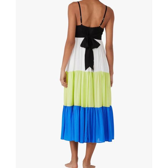 Kate Spade Tiered Maxi Sun Dress size S, Colorblock Multi Black Blue | NEW $180 - Picture 2 of 6